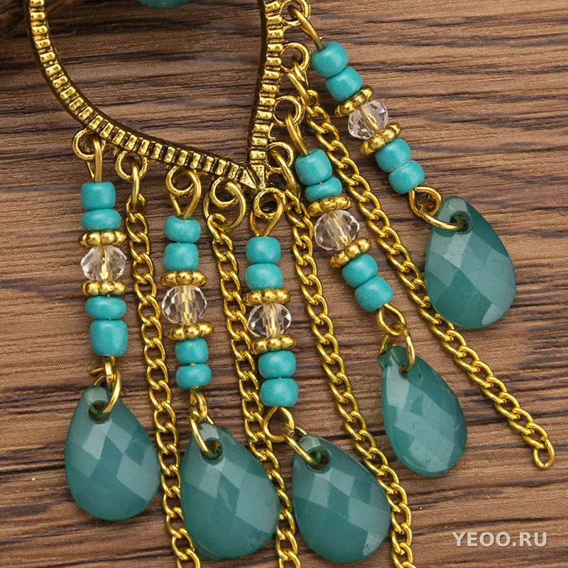 Длинные серьги-кисточки из смолы в богемском стиле, каплевидные