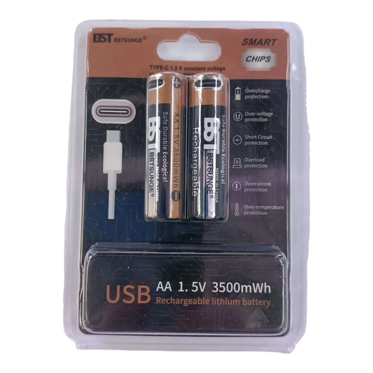 Аккумулятор Li-ion AA 1,5 В 3500 мАч с USB-зарядкой
