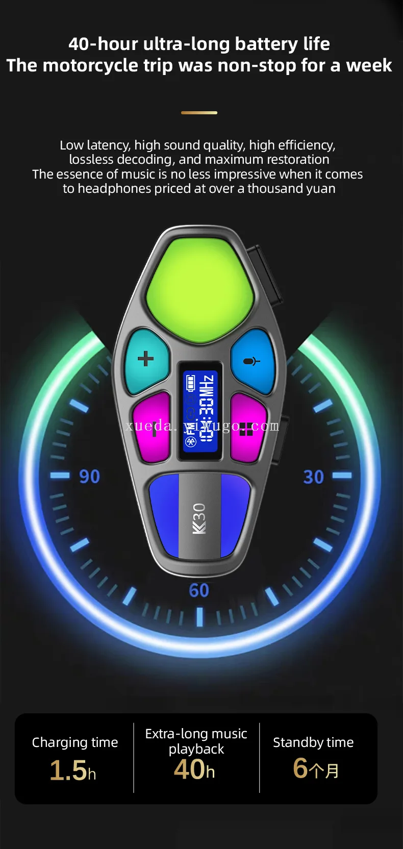 Мотоциклетная Bluetooth-гарнитура для шлема с FM-радио