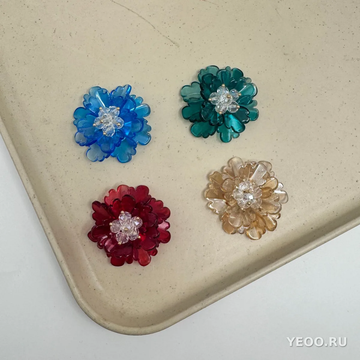 Цветочные элементы для DIY из стекла/хрусталя, радужное покрытие