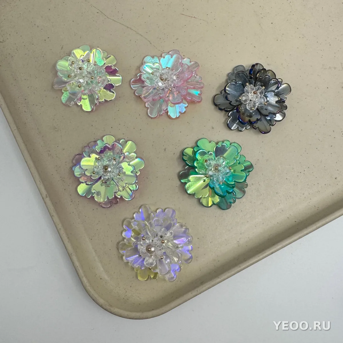 Цветочные элементы для DIY из стекла/хрусталя, радужное покрытие