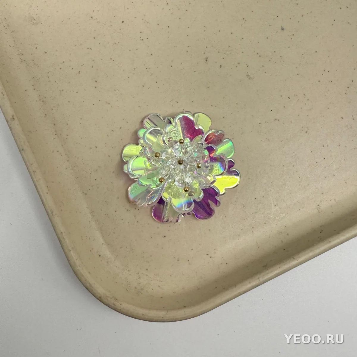 Цветочные элементы для DIY из стекла/хрусталя, радужное покрытие