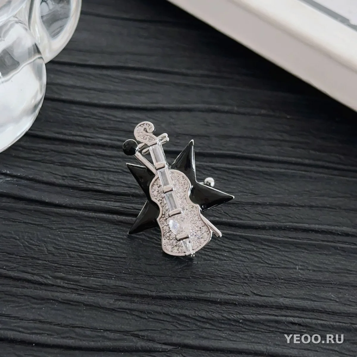 Серьги-клипсы для хрящика уха в форме звезды и скрипки, без прокола