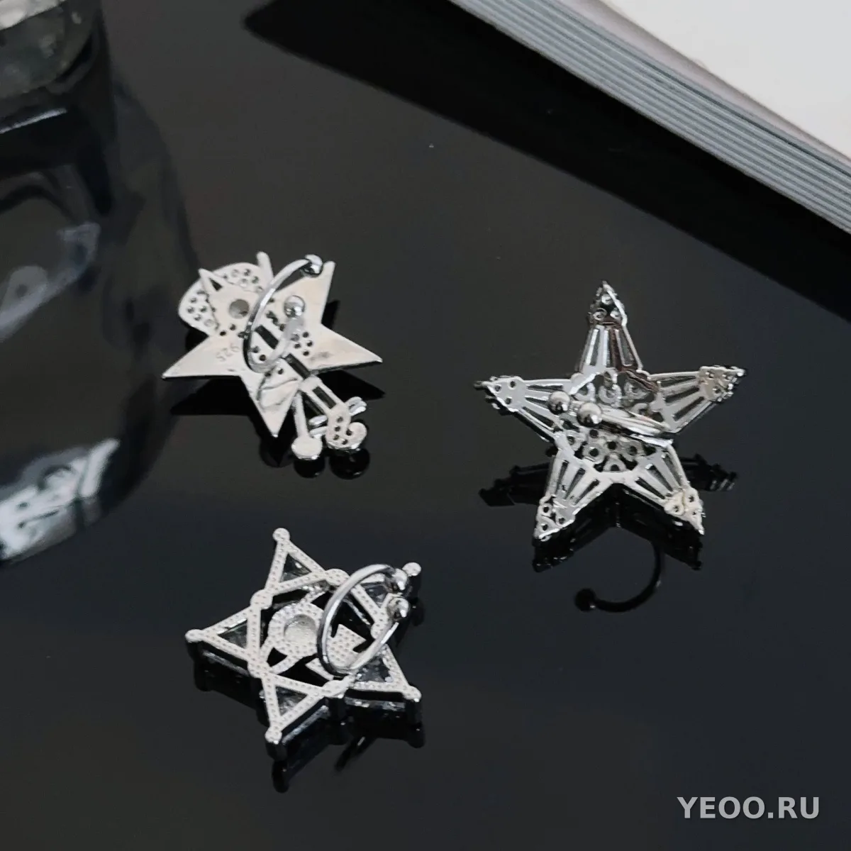 Серьги-клипсы для хрящика уха в форме звезды и скрипки, без прокола
