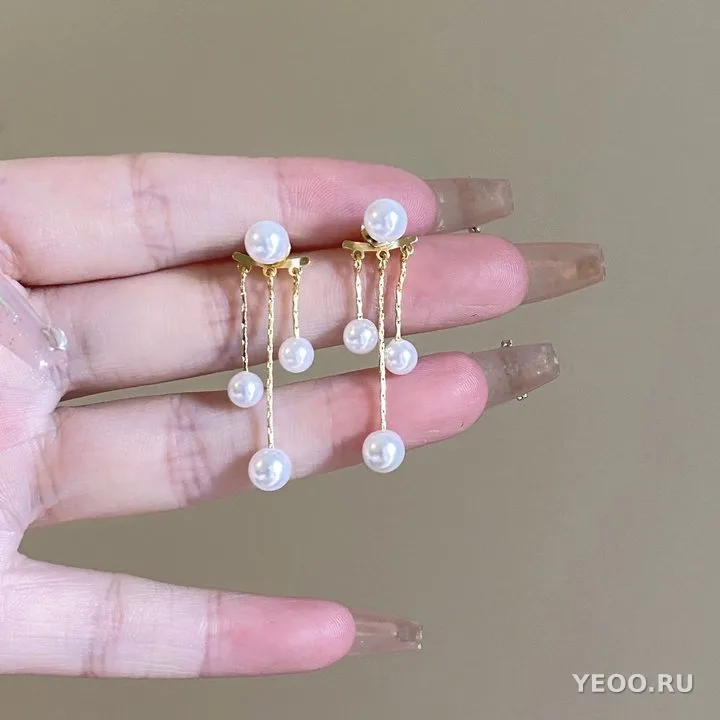 Серьги-клипсы женские с жемчугом и бантиком, сплав, 2025