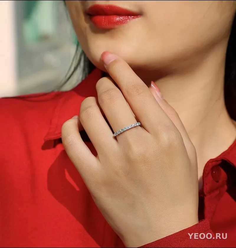 Кольцо из серебра S925 с муассанитом, женское, стартовое, для наложения