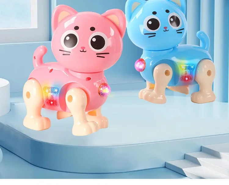 Игрушечный робот-кот с ходьбой, музыкой и светом, перезаряжаемый