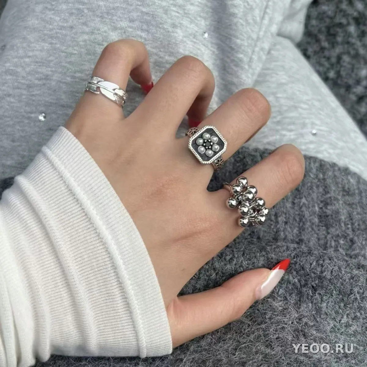 Серебряное кольцо 925 пробы, современный дизайн, регулируемое