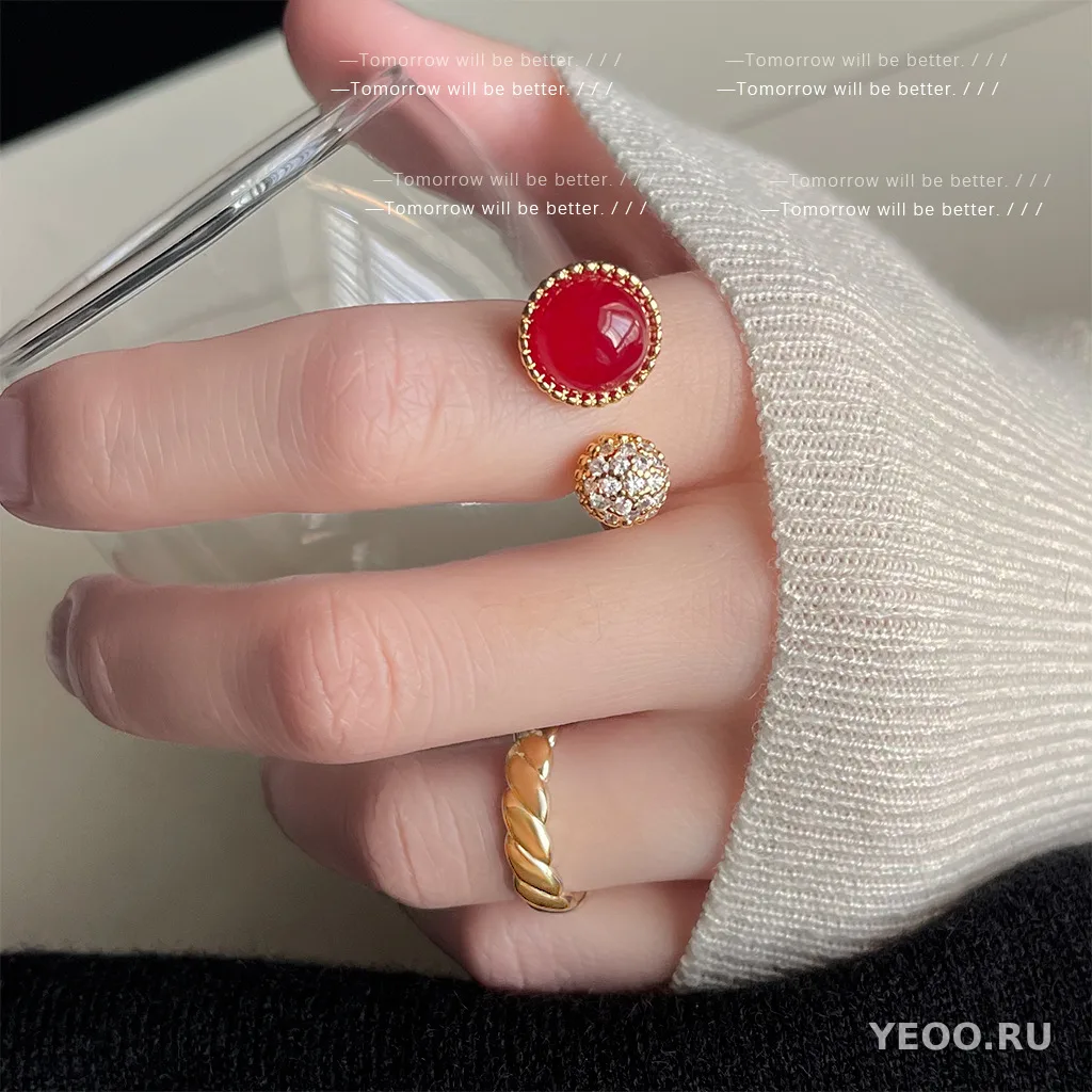 Кольцо винтажное с эмалью и фианитами, женское, для указательного пальца, универсальное