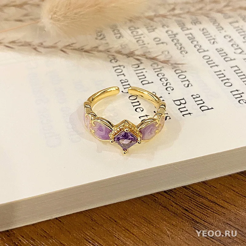 Кольцо женское с эмалью и цветочным узором, в китайском стиле, разомкнутое