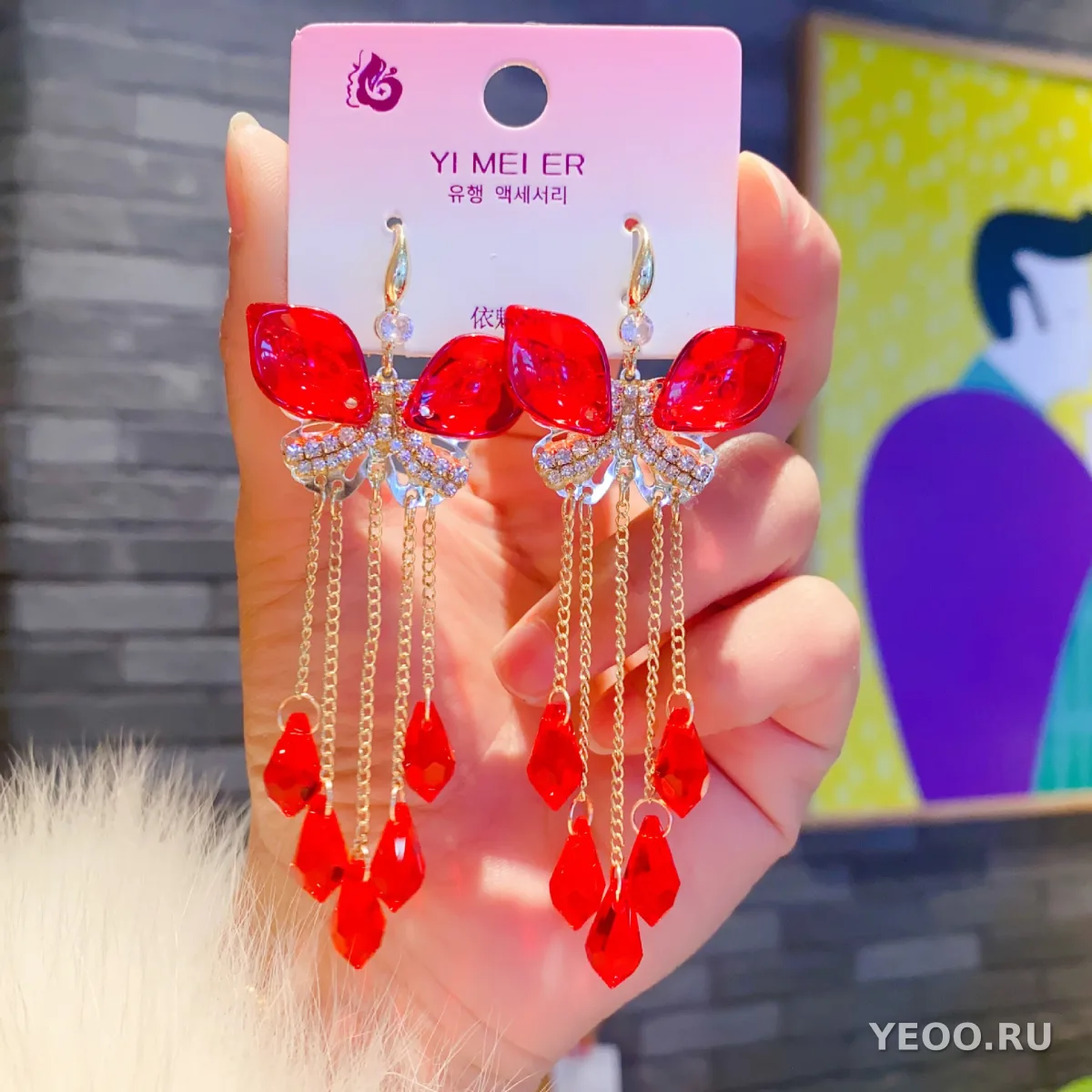 Сережки-подвески цветочные из стерлингового серебра 925 пробы с кристаллами