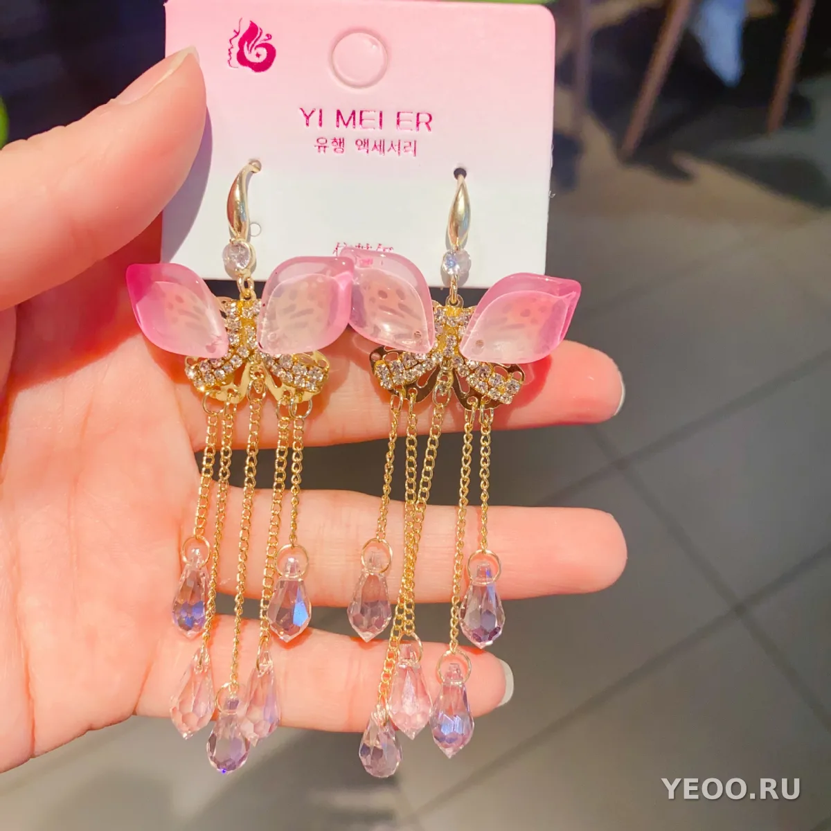 Сережки-подвески цветочные из стерлингового серебра 925 пробы с кристаллами