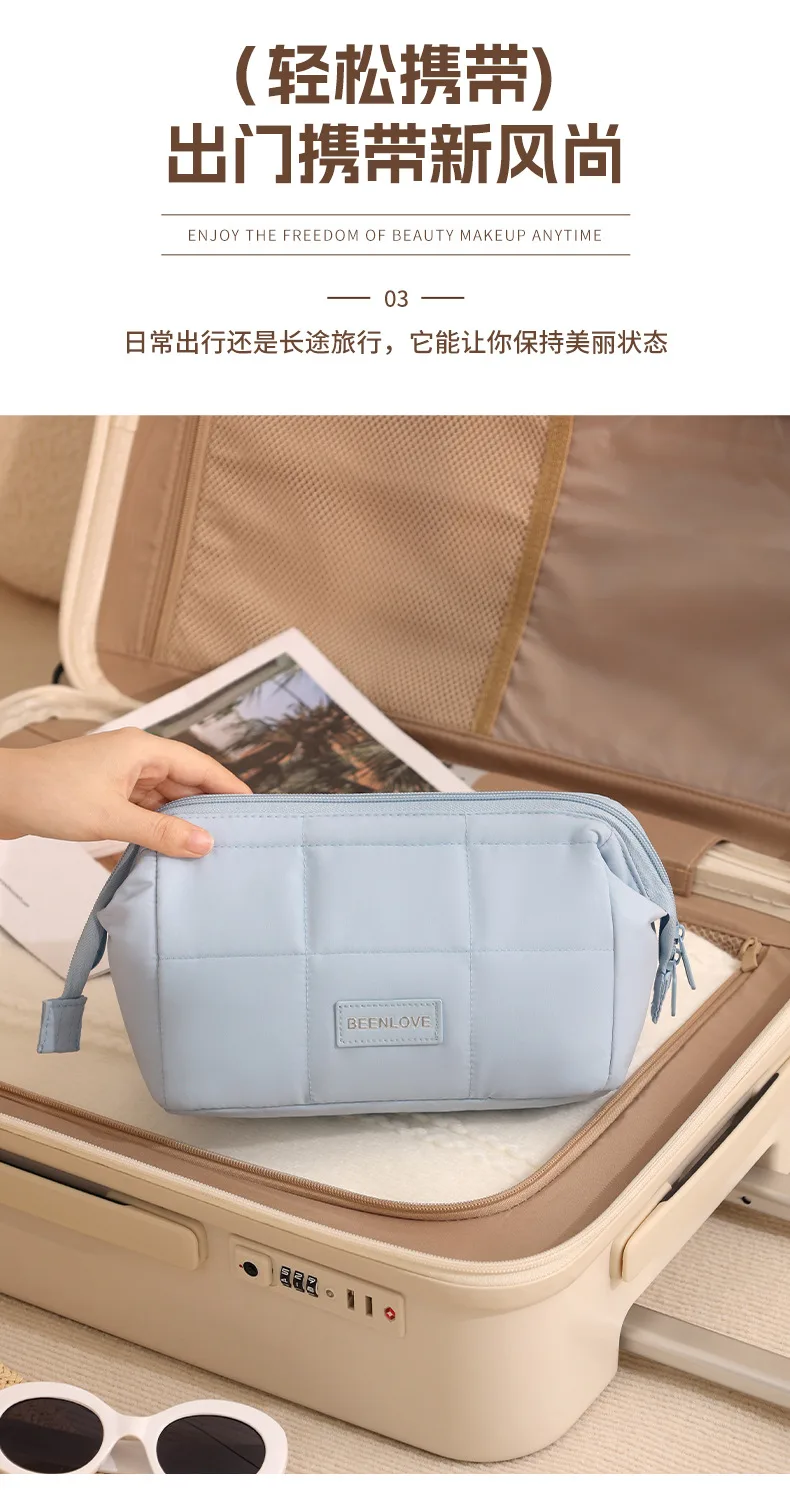 Женская косметичка из полиэстера в пастельных тонах, большая вместимость