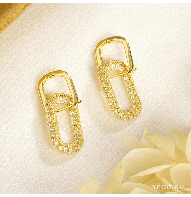 Серьги-подвески круглые геометрические из латуни с покрытием 18K золото