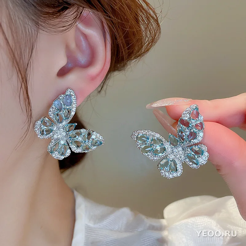 Крупные серьги-кисточки с искусственным хрусталём, каплевидные, в стиле бохо