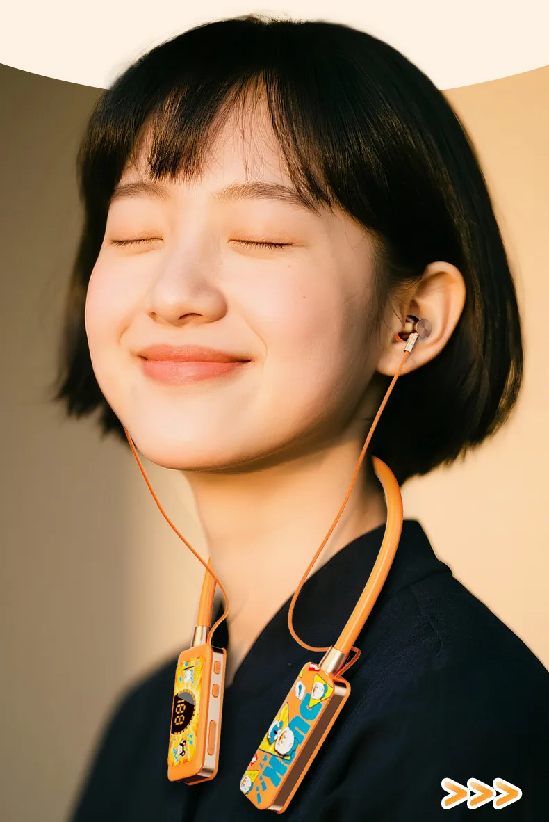 Шейные беспроводные Bluetooth-наушники с дисплеем и большим аккумулятором