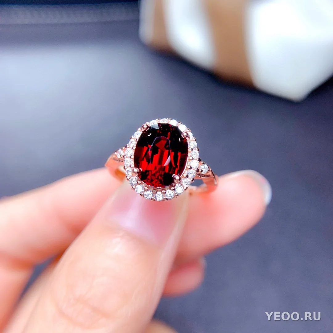 Кольцо с цветными камнями, имитация топаза, аметиста, цитрина, оливина, граната