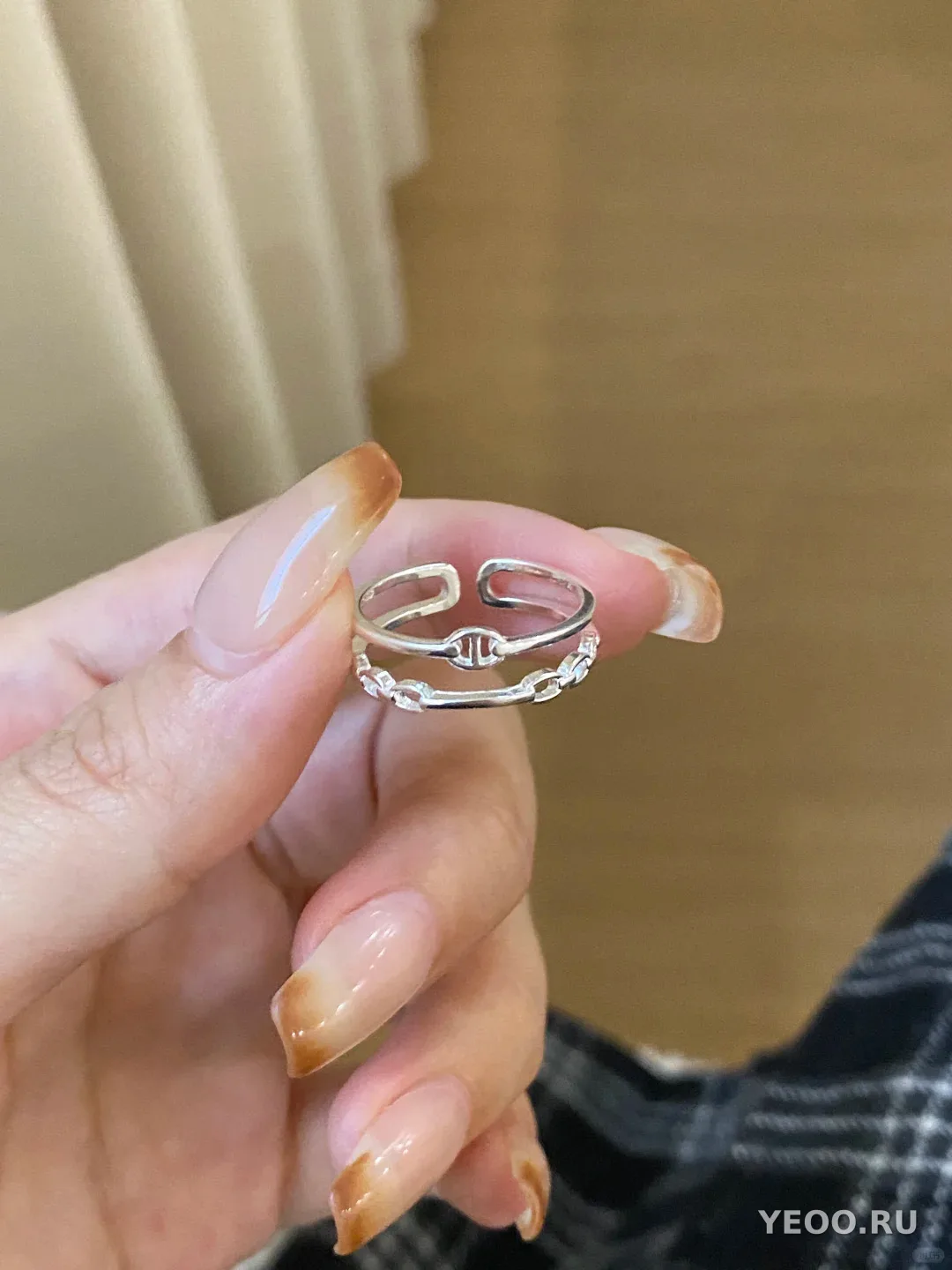 Кольцо корейское из серебра 925, гладкая шинка, для мизинца, разомкнутое