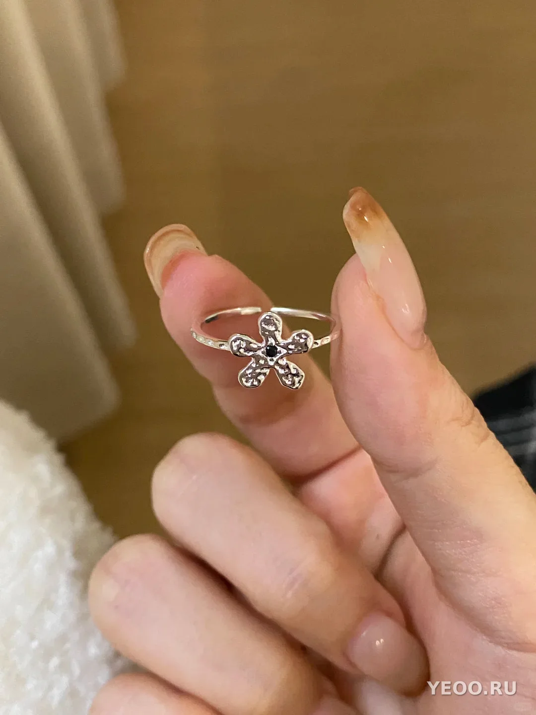 Кольцо корейское из серебра 925, гладкая шинка, для мизинца, разомкнутое