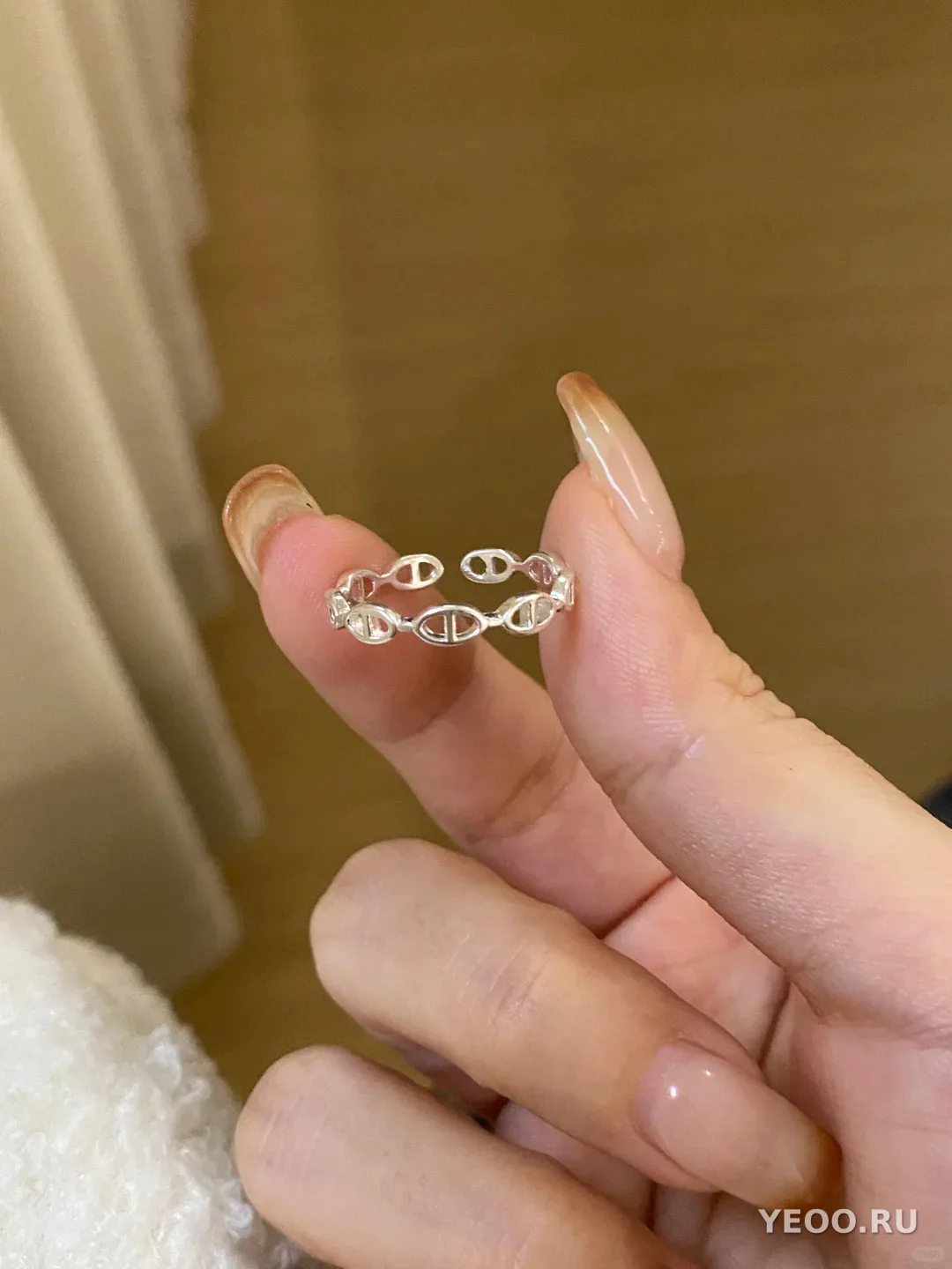 Кольцо корейское из серебра 925, гладкая шинка, для мизинца, разомкнутое