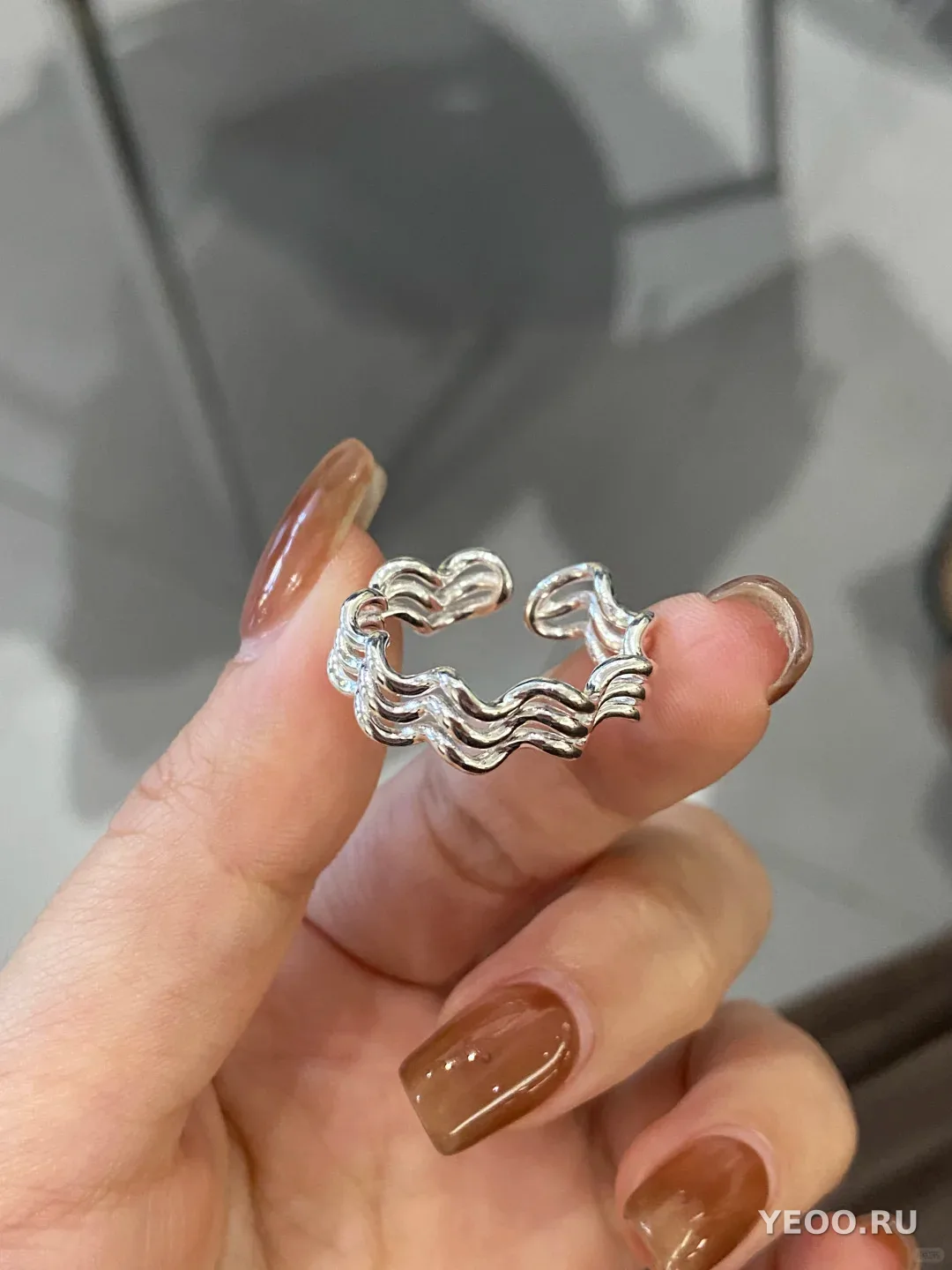 Кольцо корейское из серебра 925, гладкая шинка, для мизинца, разомкнутое