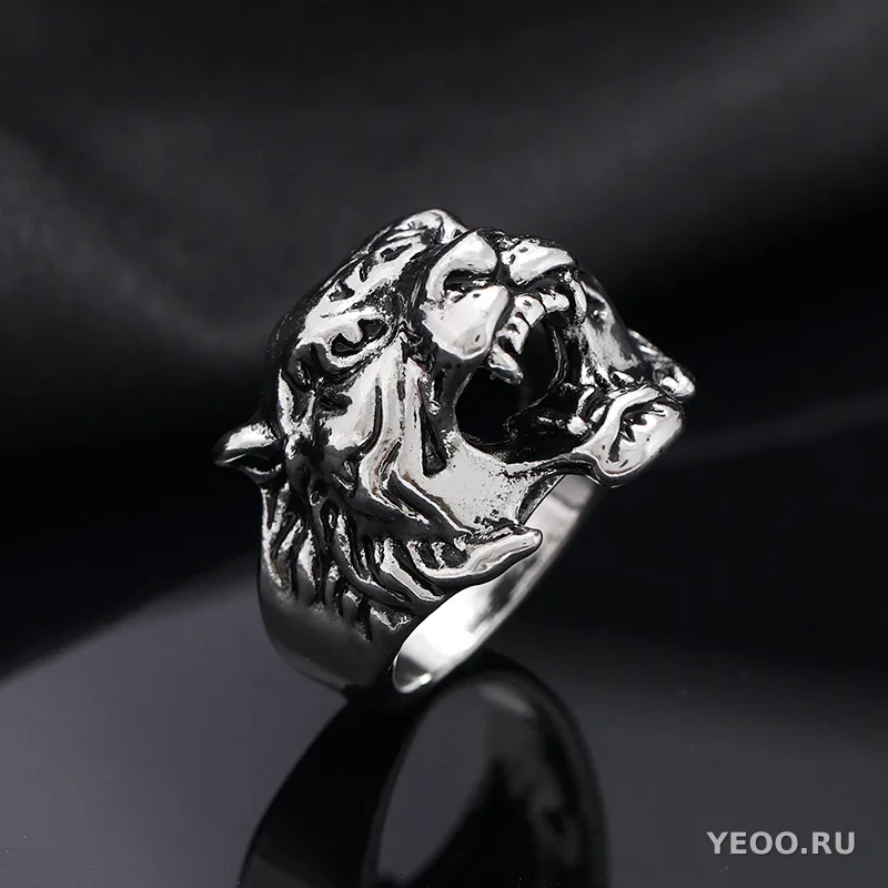 Кольцо мужское с головой тигра, массивное, из сплава, в стиле хип-хоп и ретро