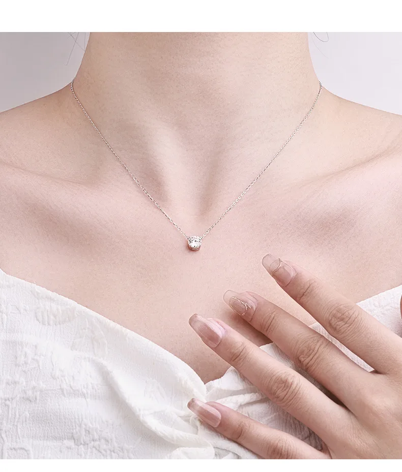 Серебряное ожерелье из пробы 925 с моissanитом, цепочка-«O»