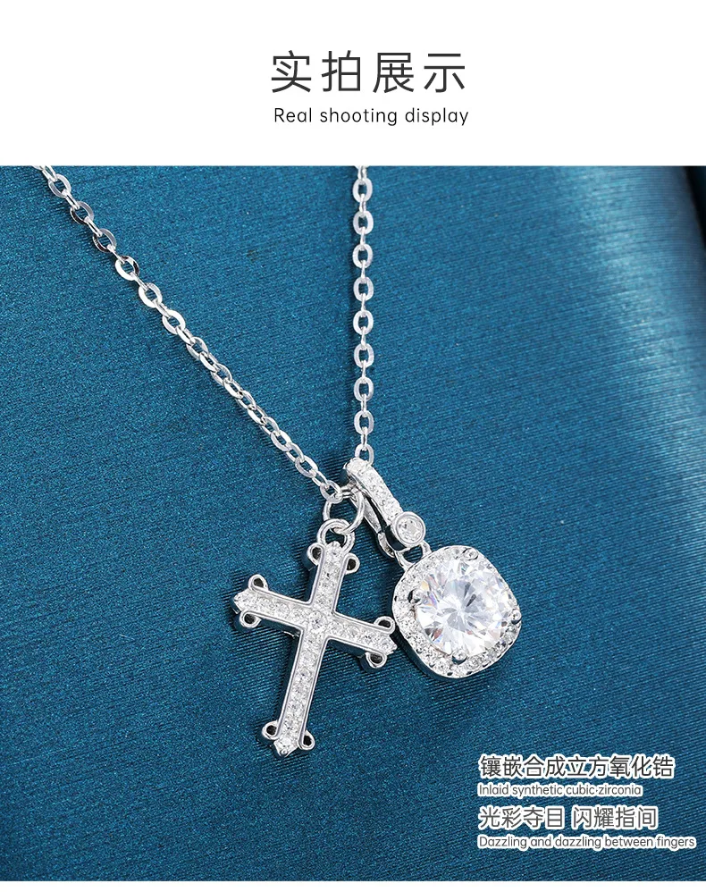 Серебряное ожерелье с крестом из пробы 925, длина 41–50 см