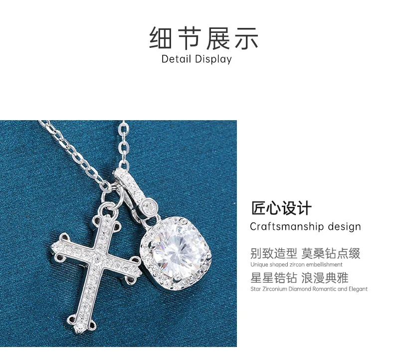 Серебряное ожерелье с крестом из пробы 925, длина 41–50 см