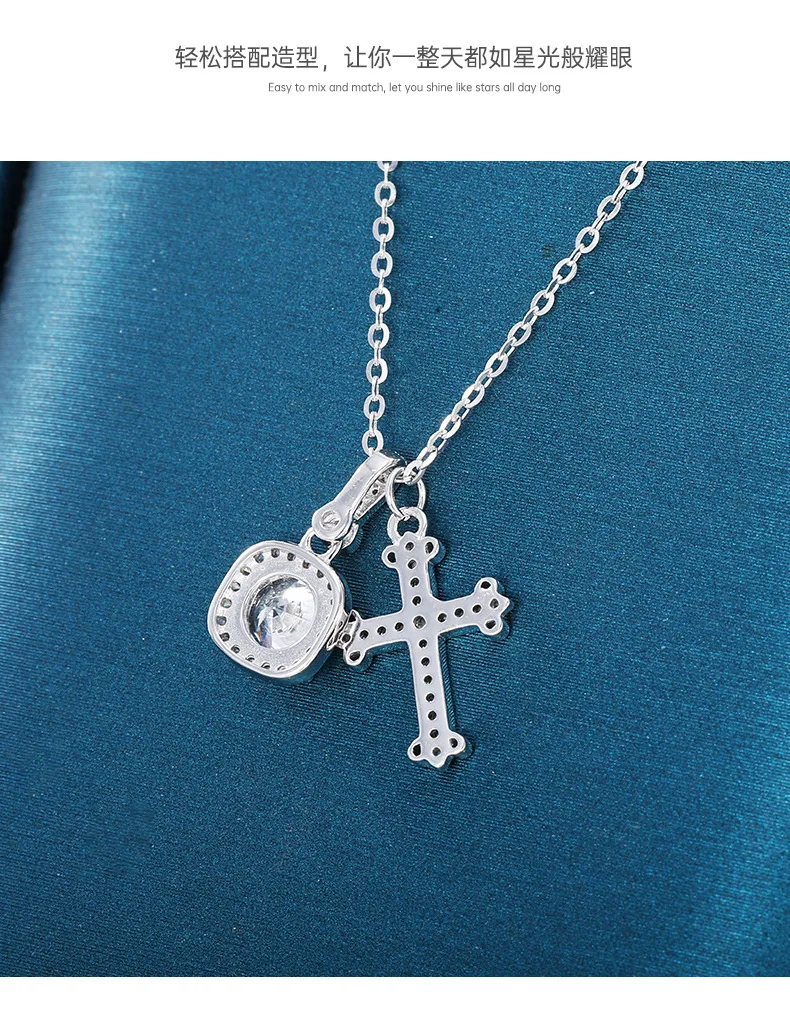 Серебряное ожерелье с крестом из пробы 925, длина 41–50 см