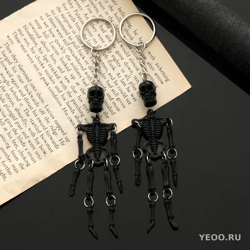 Подвеска-череп с эффектом свечения в темноте, для ключей или украшений