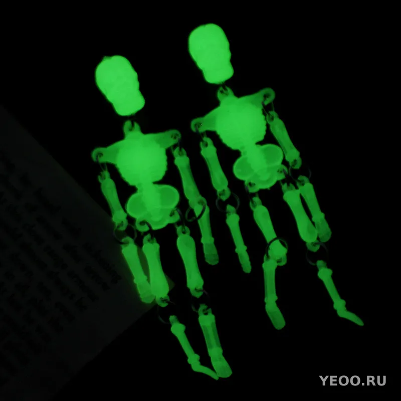 Подвеска-череп с эффектом свечения в темноте, для ключей или украшений