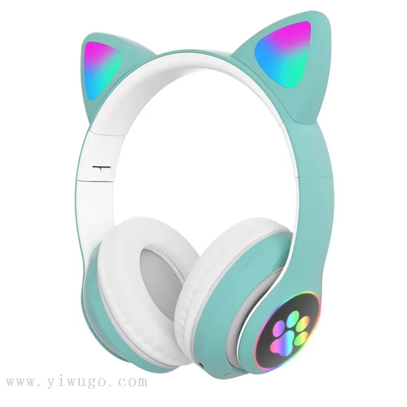 Беспроводные Bluetooth-наушники с кошачьими ушками и LED-подсветкой