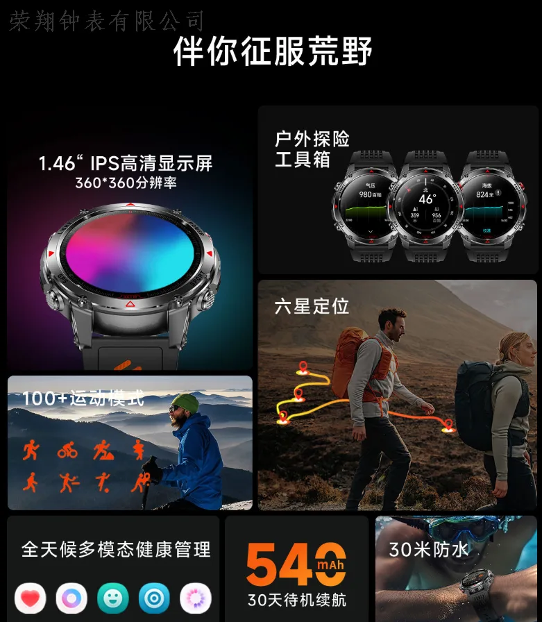 Умные часы HT37 с GPS, Bluetooth и внешним фонариком