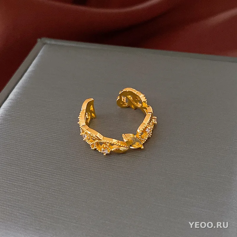 Кольцо винтажное с фианитами, геометрическое, для указательного пальца, женское