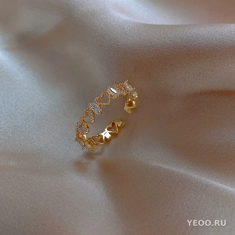 Кольцо винтажное с фианитами, геометрическое, для указательного пальца, женское