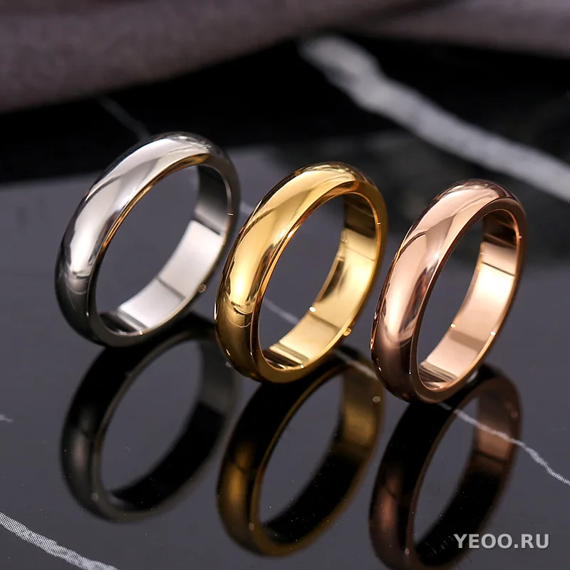 Кольцо женское из титановой стали, гладкое, покрытие 18K, для мизинца, не тускнеет