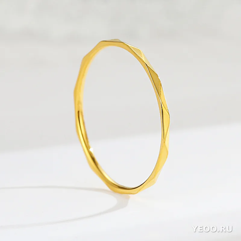 Кольцо женское из титановой стали, гладкое, покрытие 18K, для мизинца, не тускнеет