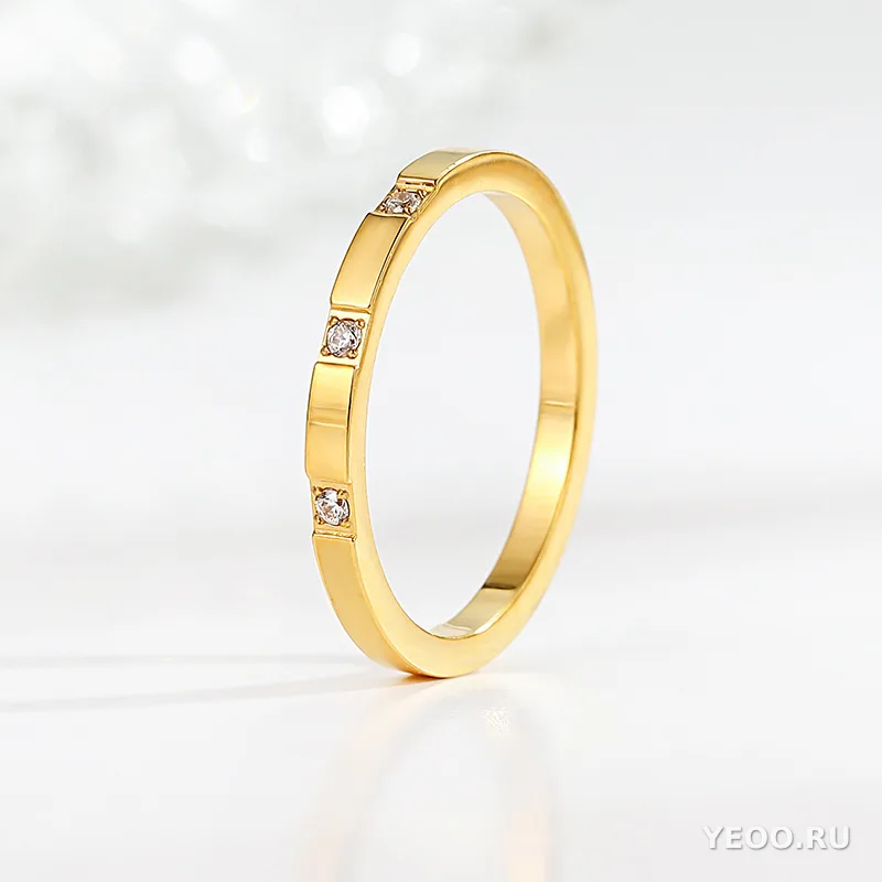 Кольцо женское из титановой стали, гладкое, покрытие 18K, для мизинца, не тускнеет