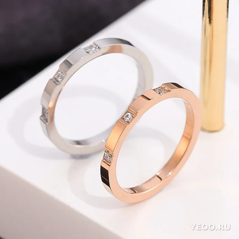 Кольцо женское из титановой стали, гладкое, покрытие 18K, для мизинца, не тускнеет