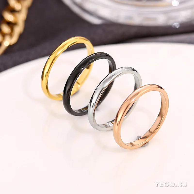 Кольцо женское из титановой стали, гладкое, покрытие 18K, для мизинца, не тускнеет
