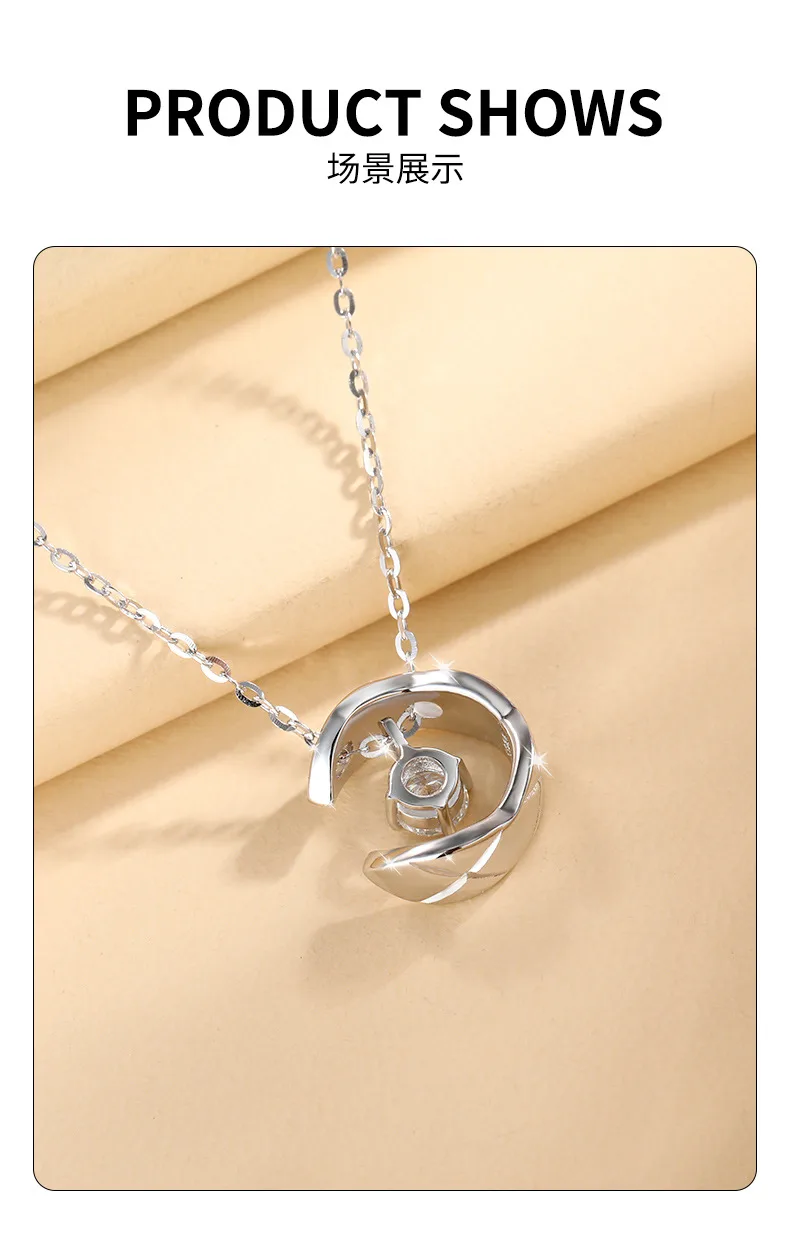 Серебряное ожерелье из пробы 925 с вставками из муассанита, длина 41–50 см