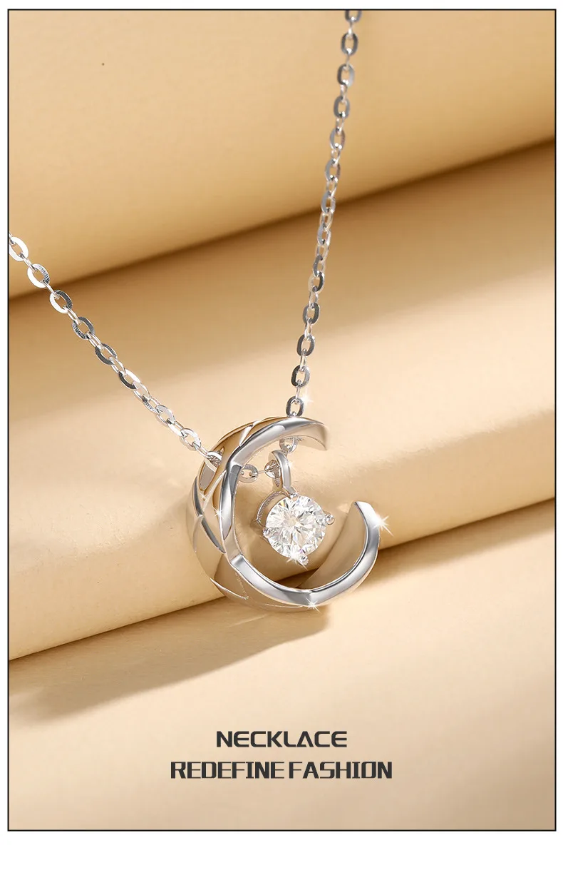 Серебряное ожерелье из пробы 925 с вставками из муассанита, длина 41–50 см