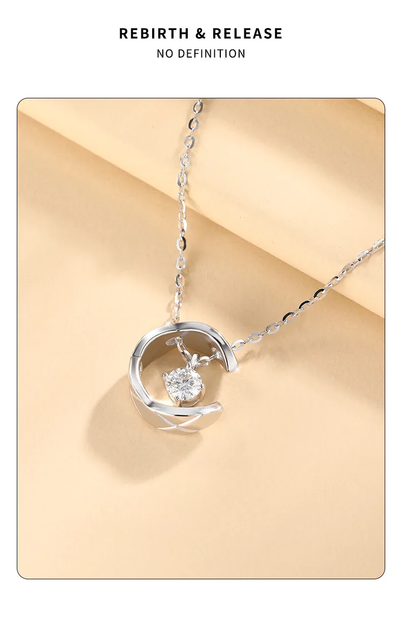 Серебряное ожерелье из пробы 925 с вставками из муассанита, длина 41–50 см