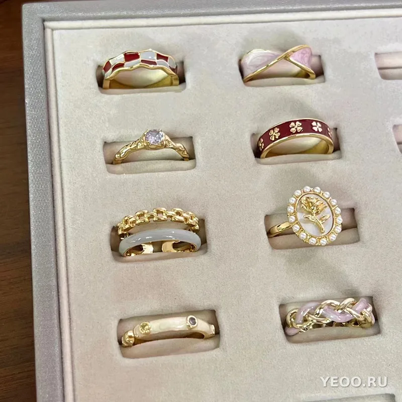 Эмалированное кольцо с бабочкой для женщин, регулируемое, геометрический дизайн, медь, покрытие гальваникой