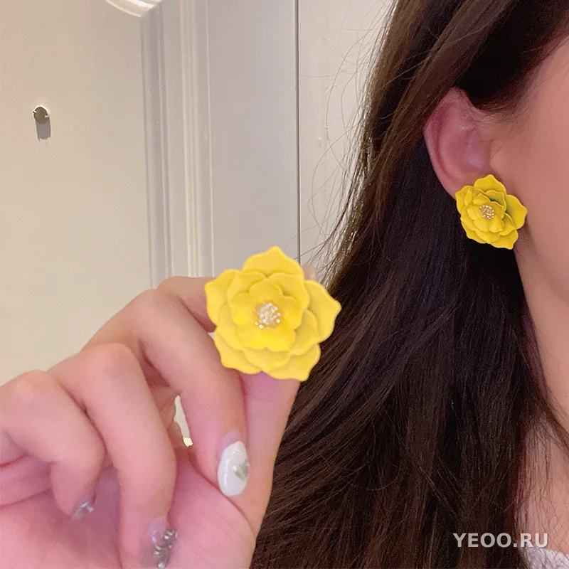 Серьги-подвески из органзы с цветочным узором, серебряная основа 925 пробы