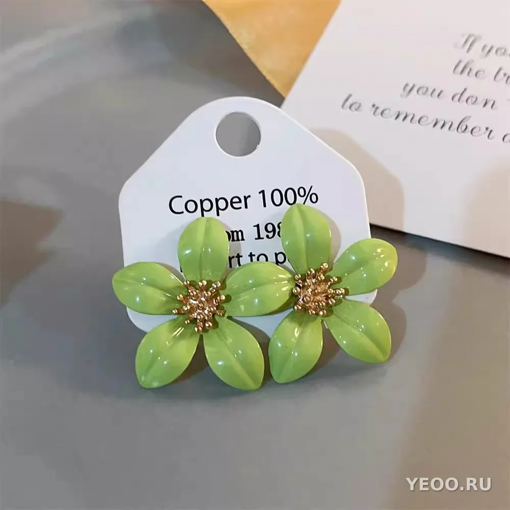 Серьги-подвески из органзы с цветочным узором, серебряная основа 925 пробы