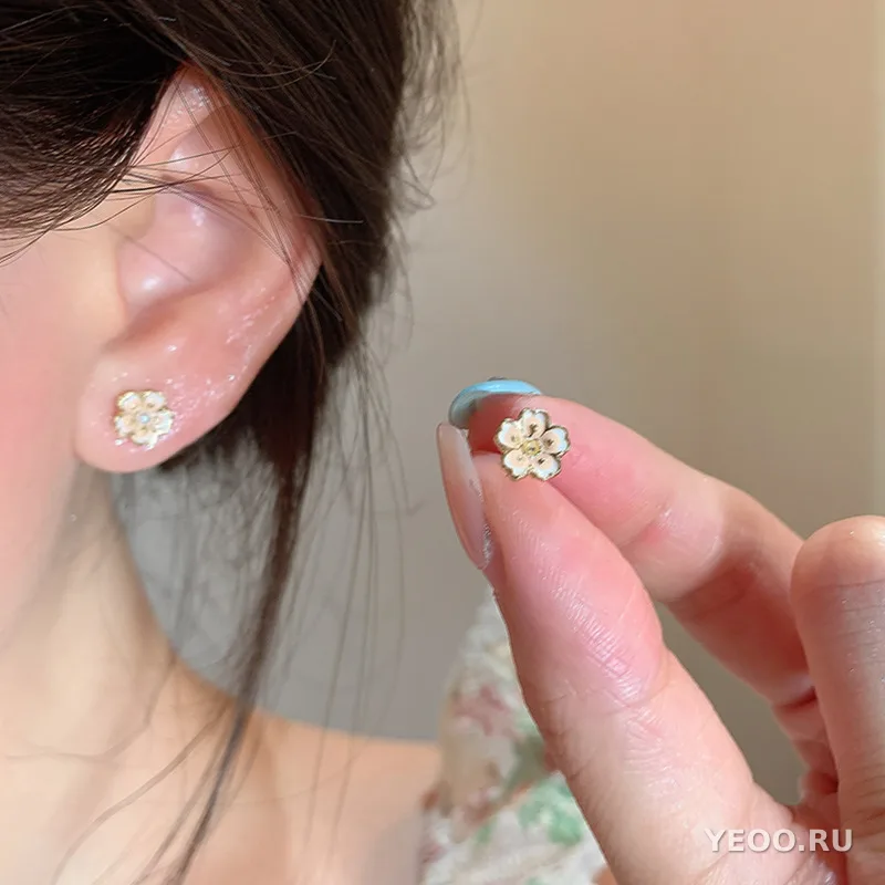 Серьги-подвески из органзы с цветочным узором, серебряная основа 925 пробы