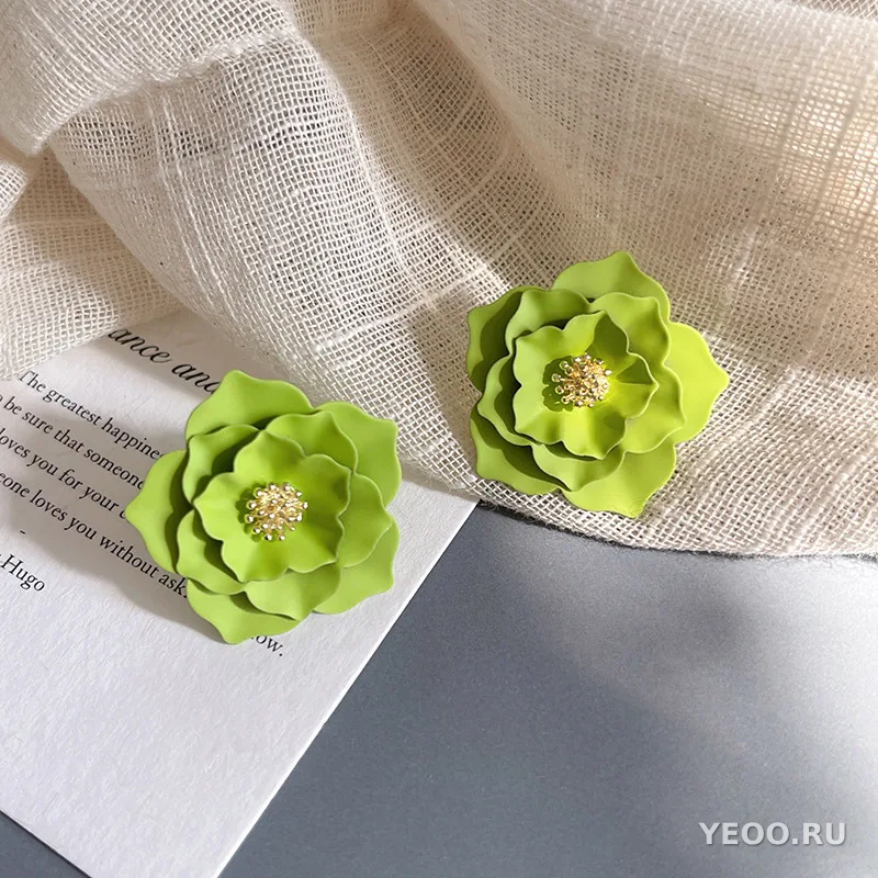 Серьги-подвески из органзы с цветочным узором, серебряная основа 925 пробы