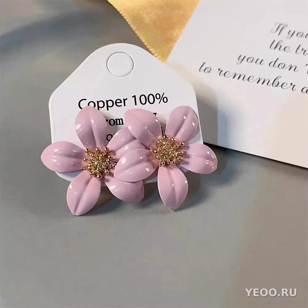 Серьги-подвески из органзы с цветочным узором, серебряная основа 925 пробы